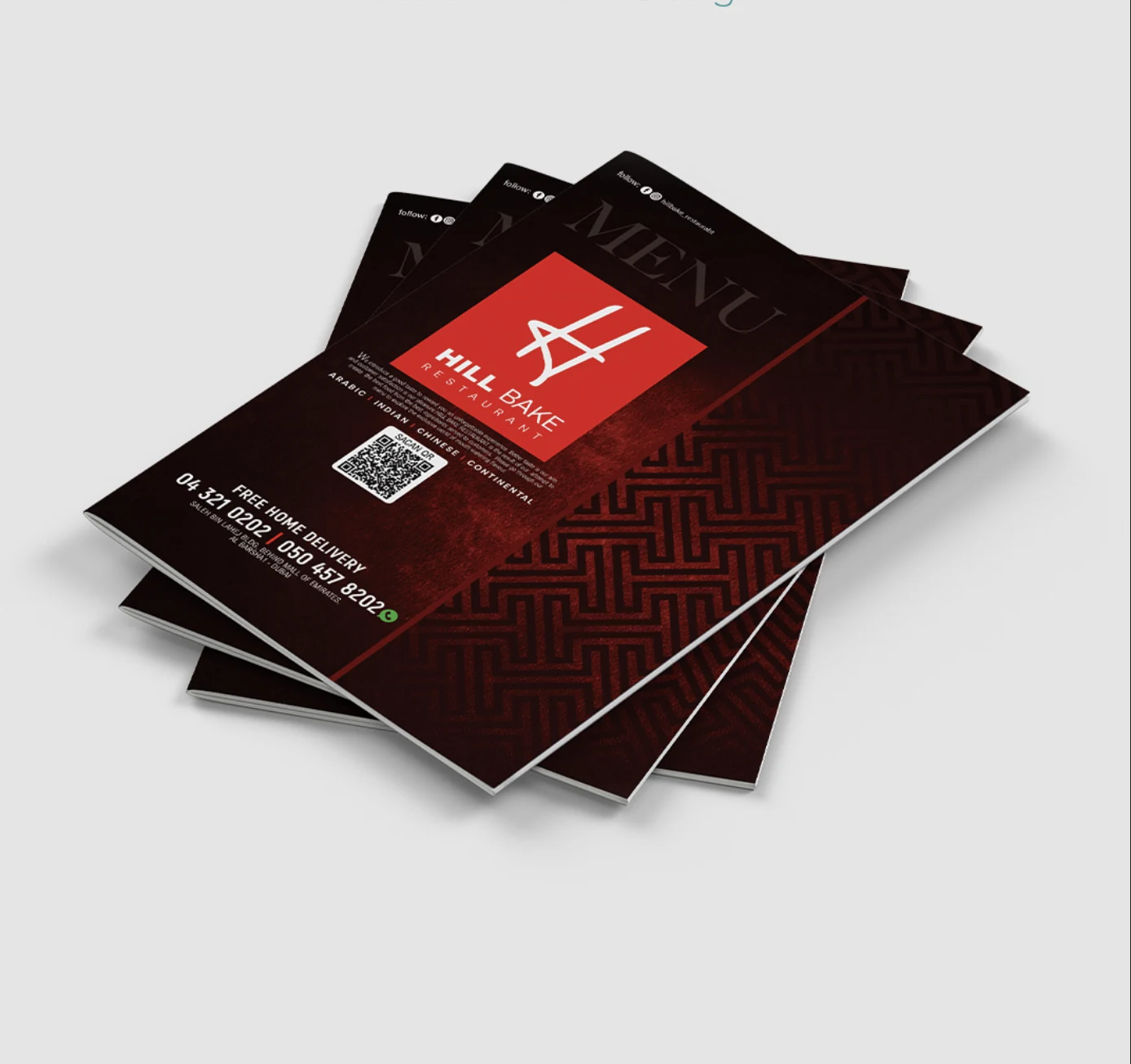 Hill Bake menu design