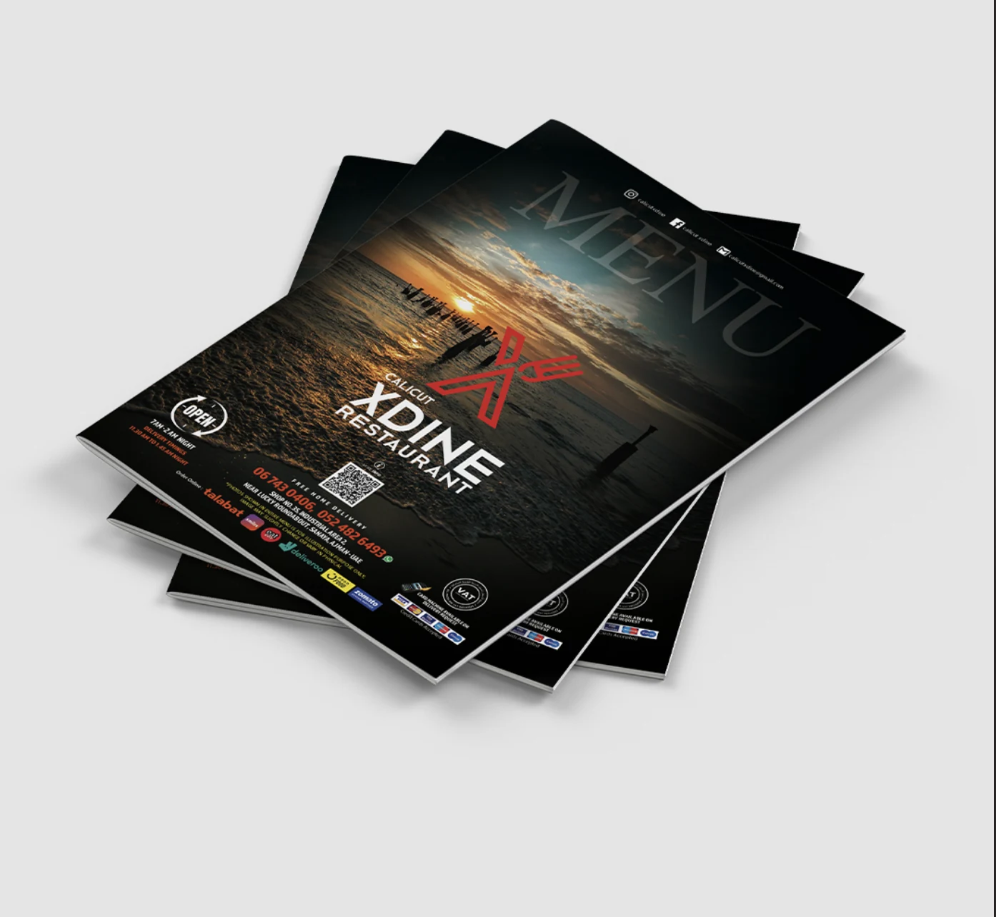 X Dine menu design